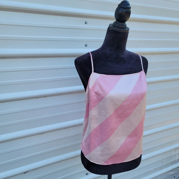 NWT VICTORIAS SECRET SATIN Pink Striped Keyhole CAMI VS SLEEP SHIRT TANK TOP L - Picture 9 of 9